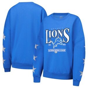 Detroit Lions Gameday Couture Women's Blue Sz M Rhinestone Star Slv